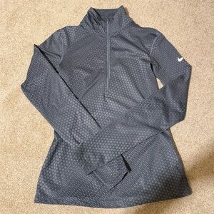 Nike Pro Women’s Dri-Fit 1/4 Zip Running Top- Fleece lined, Grey and Black